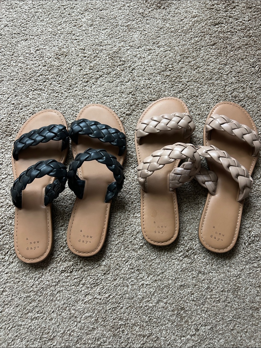 a new day Braided Double-Strap Slide Sandals - Black & Tan